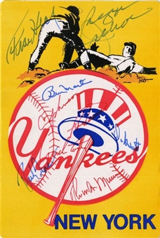 1977 New York Yankees World Series Champions Multi-Player Signed Display with Munson, Martin and Jackson